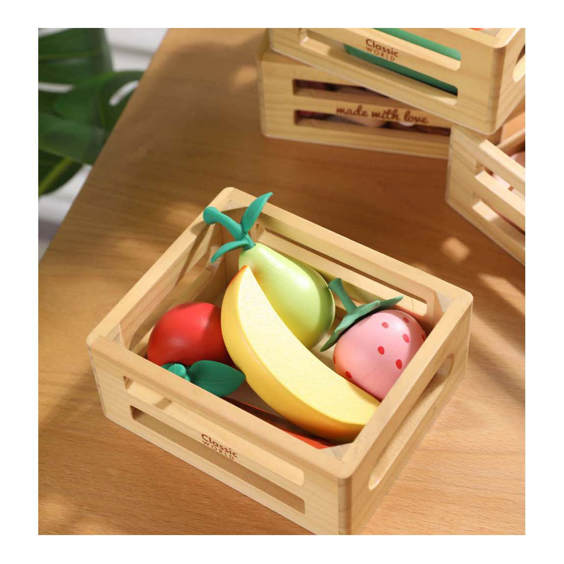 Classic World houten krat met fruit