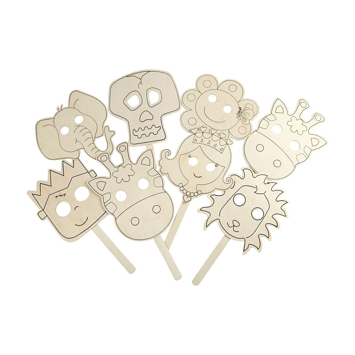 Creativ Company Versier je houten masker, 16st.