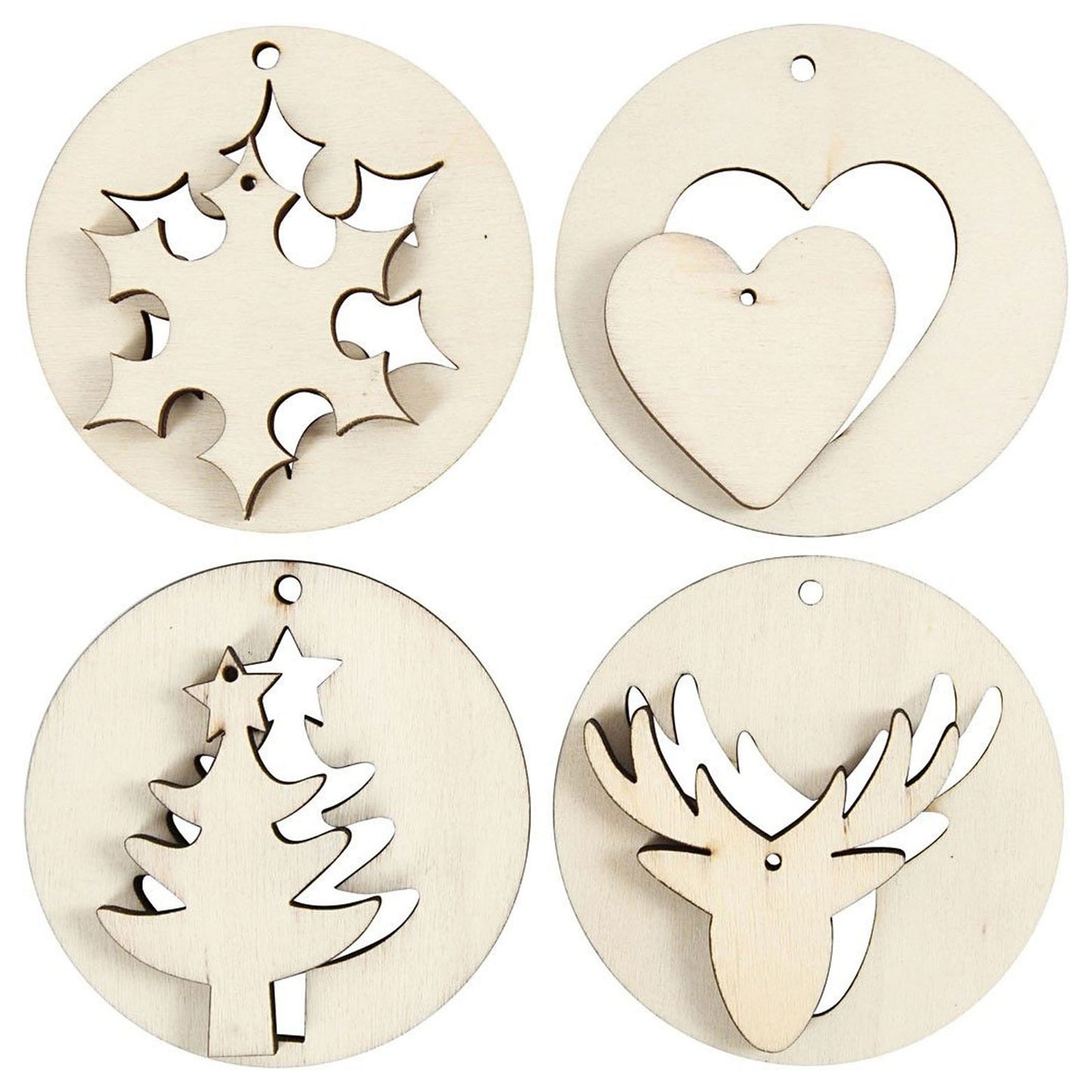 Creativ Company Houten kersthangers 2in1, 8st.