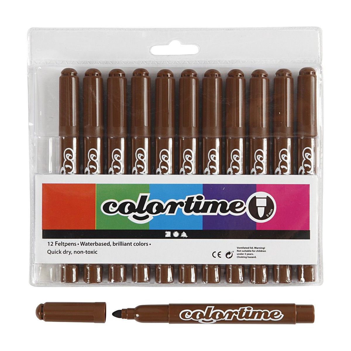 Creativ Company Bruine jumbo stiften, 12st.