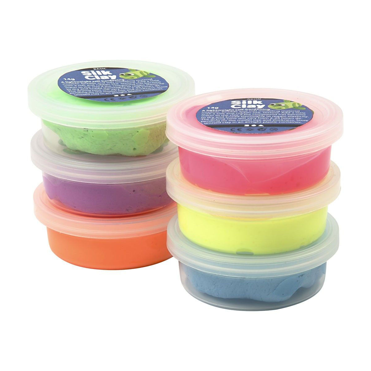 Silk Clay - neon kleuren, 6x14gr.