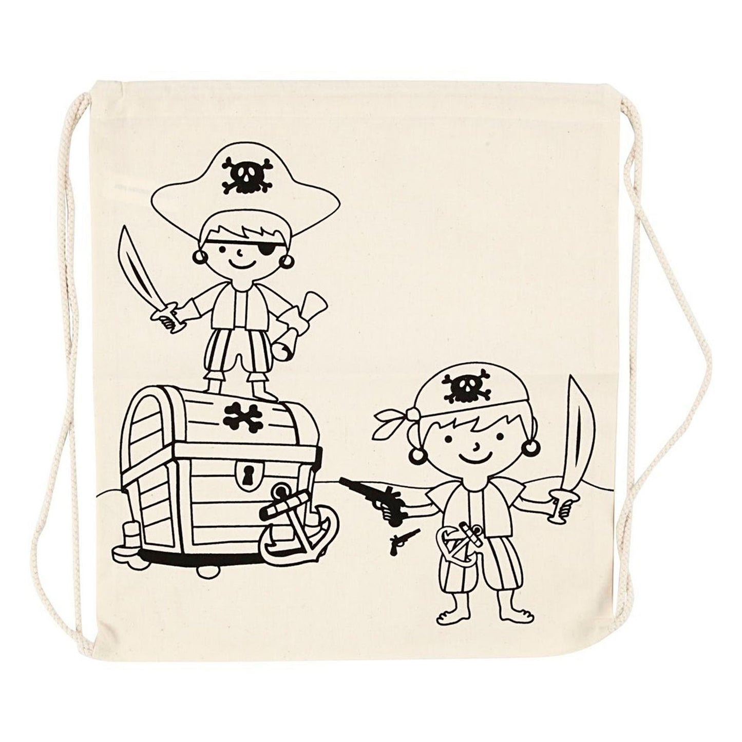 Creativ Company Kleur je eigen katoenen gymtas piraten