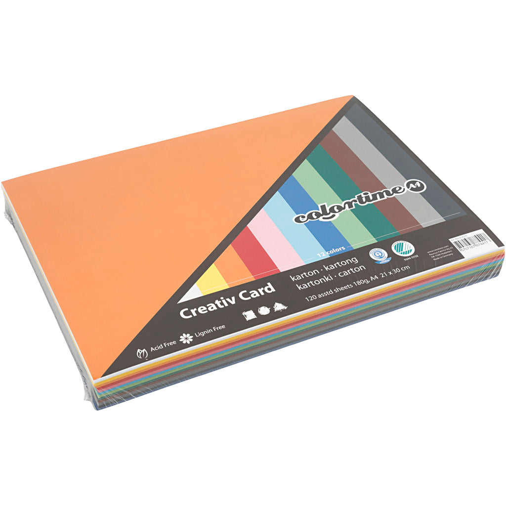 Colortime Gekleurd karton a4, 12 x 10 vellen