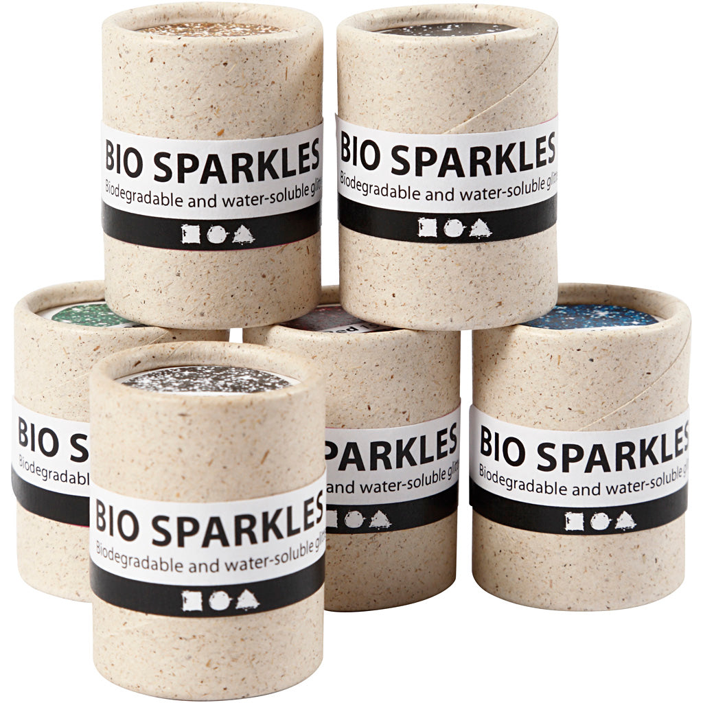 Creativ Company Bio glitter kleuren, 6x10gr