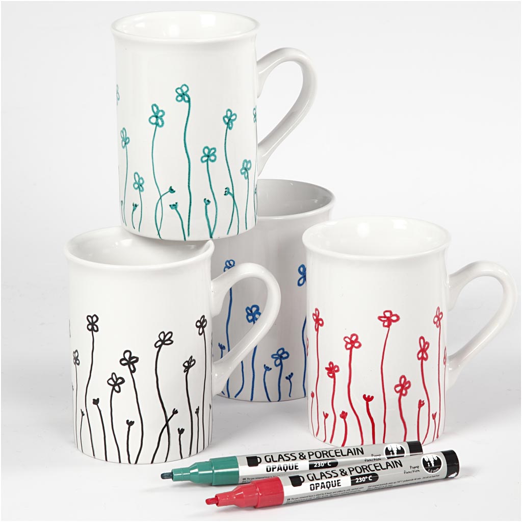 Creativ Company Glas- en porseleinstiften kleur, 4st.