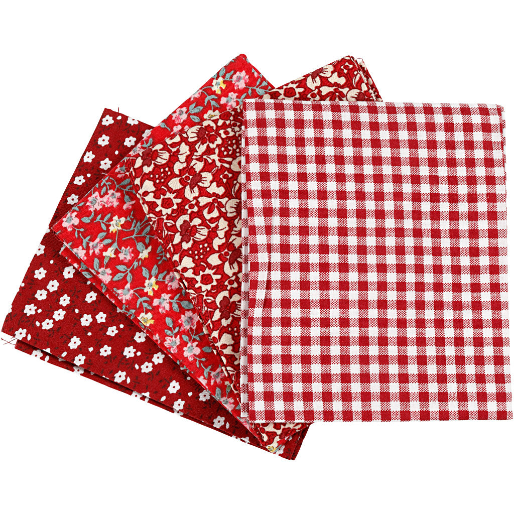 Creativ Company Patchwork stof rood 45x55cm, 4st.