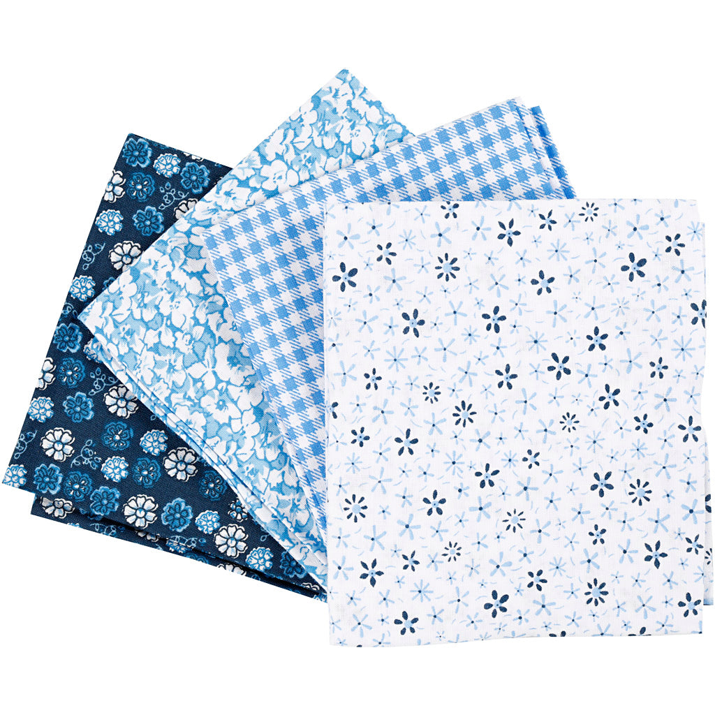 Creativ Company Patchwork stof blauw 45x55cm, 4st.