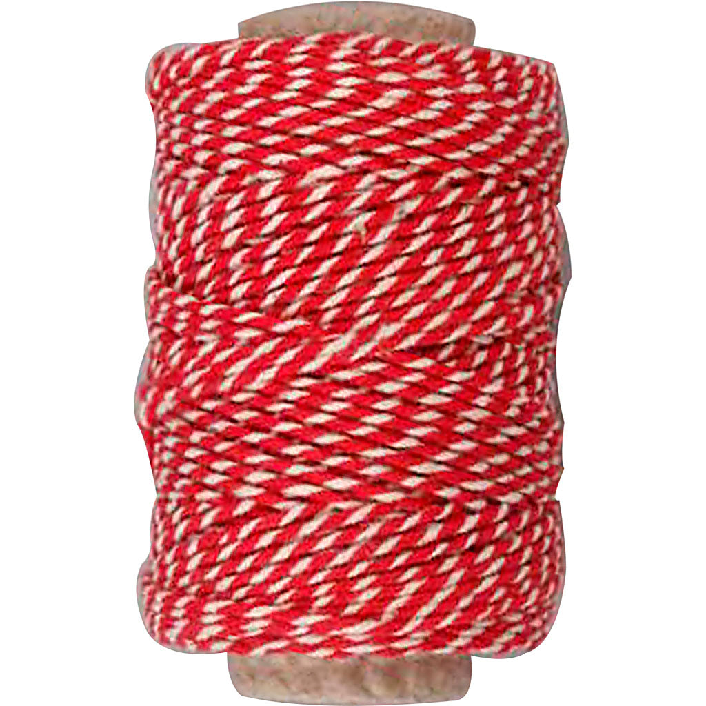 Creativ Company Katoenkoord rood wit, 50m