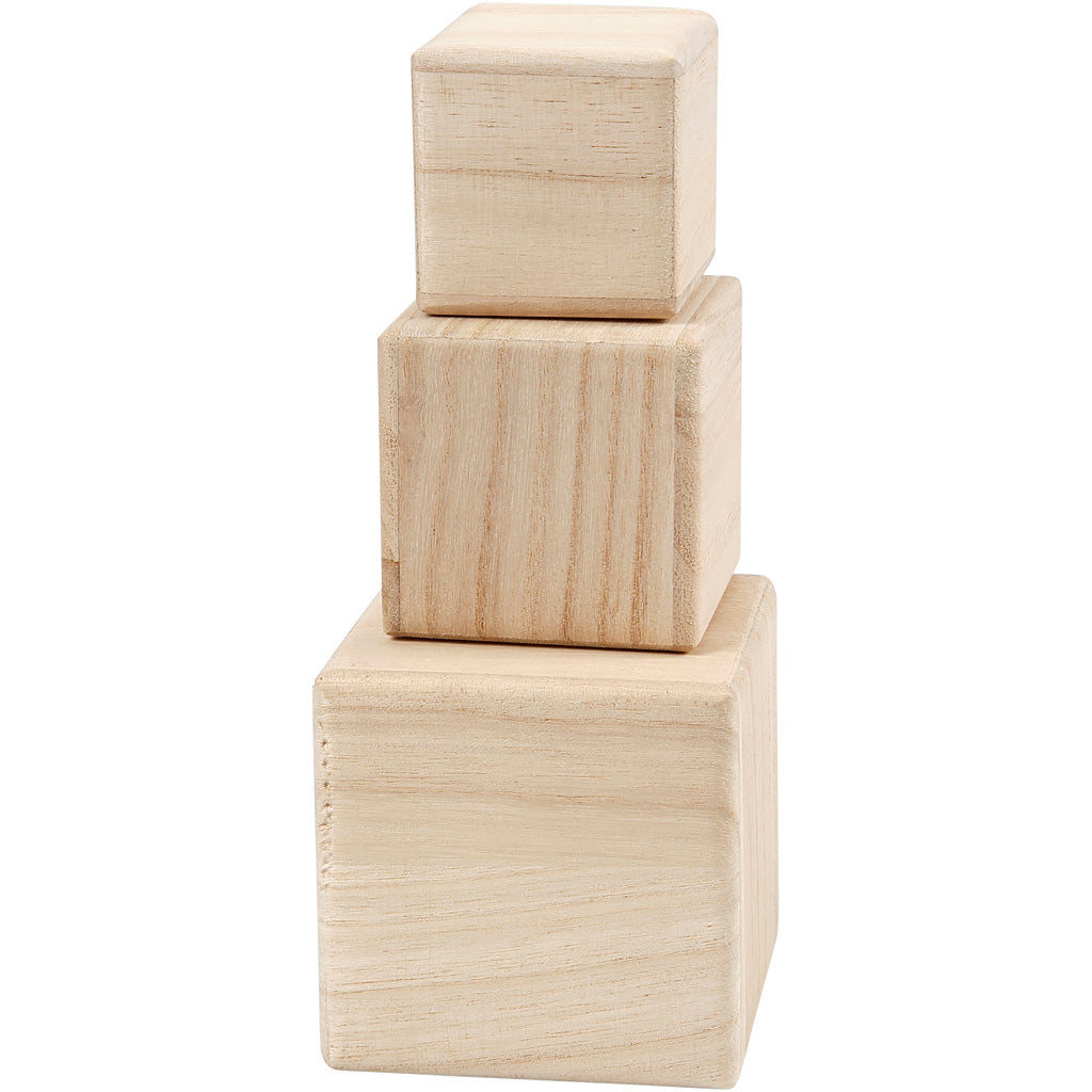 Creativ Company Houten kubussen, set van 3