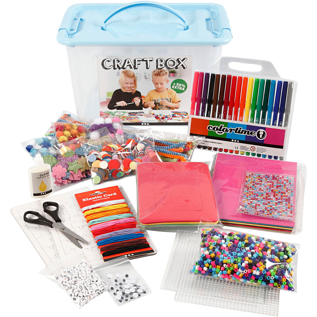 Creativ Company Hobbybox blauw met creatieve materialen, 1st.