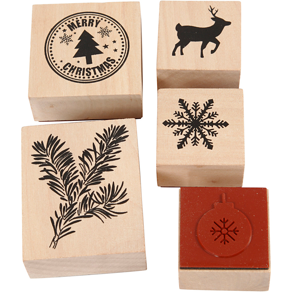 Creativ Company Houten stempelset kerstmis, 5dlg.