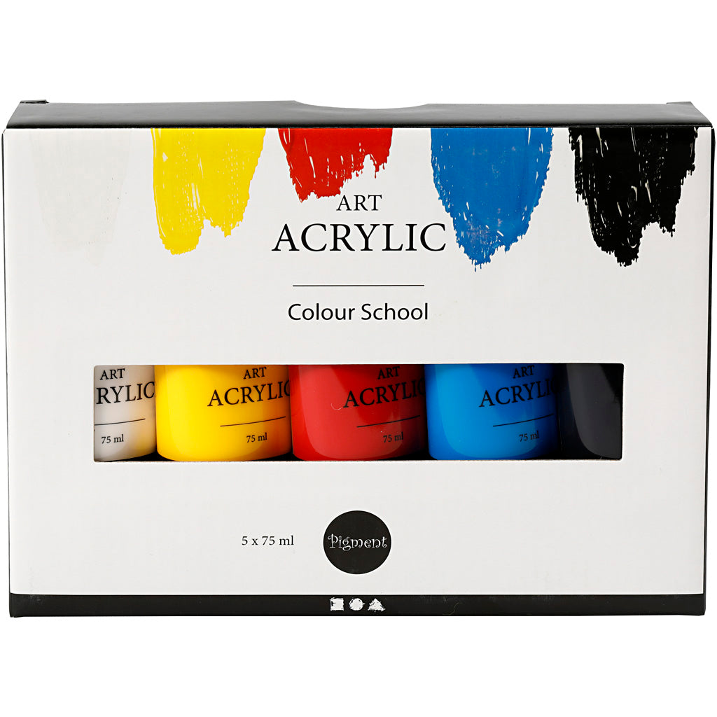 Pigment Art acrylverf primaire kleuren, 5x75ml