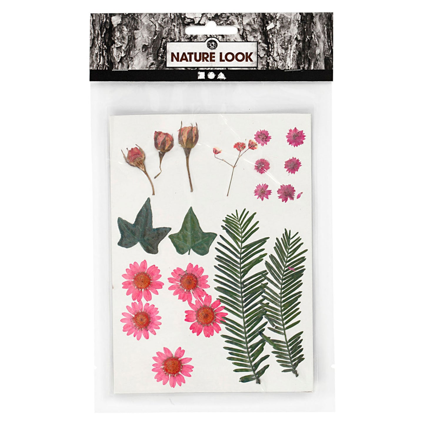 Creativ Company Gedroogde bloemen en bladeren lichtrood, 19dlg.