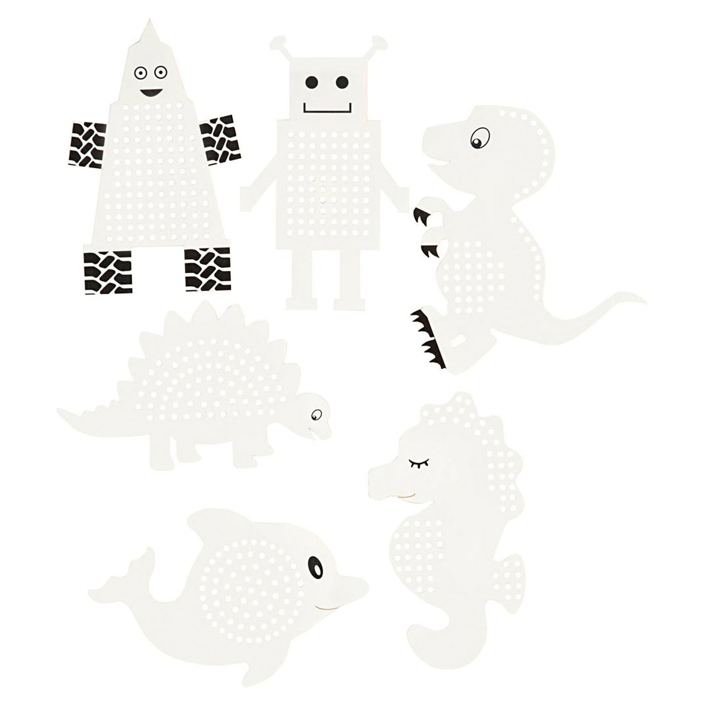 Creativ Company Borduurfiguren dieren en robots, 18dlg.