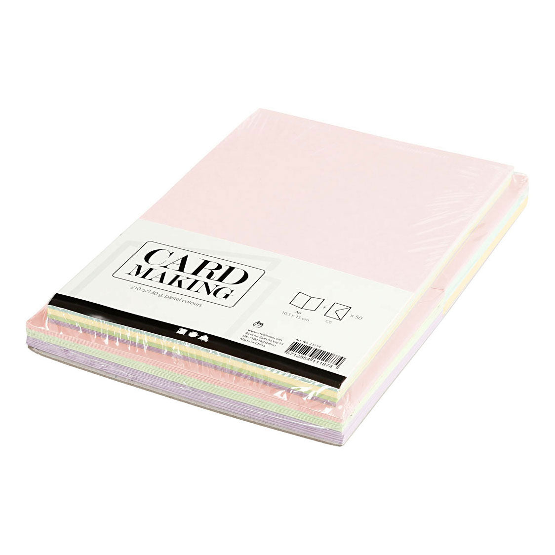 Creativ Company Kaarten en enveloppen pastelkleuren, 50 sets