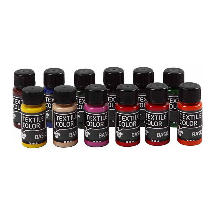 Creativ Company Textile color semi-dekkende textielverf, 12x50ml