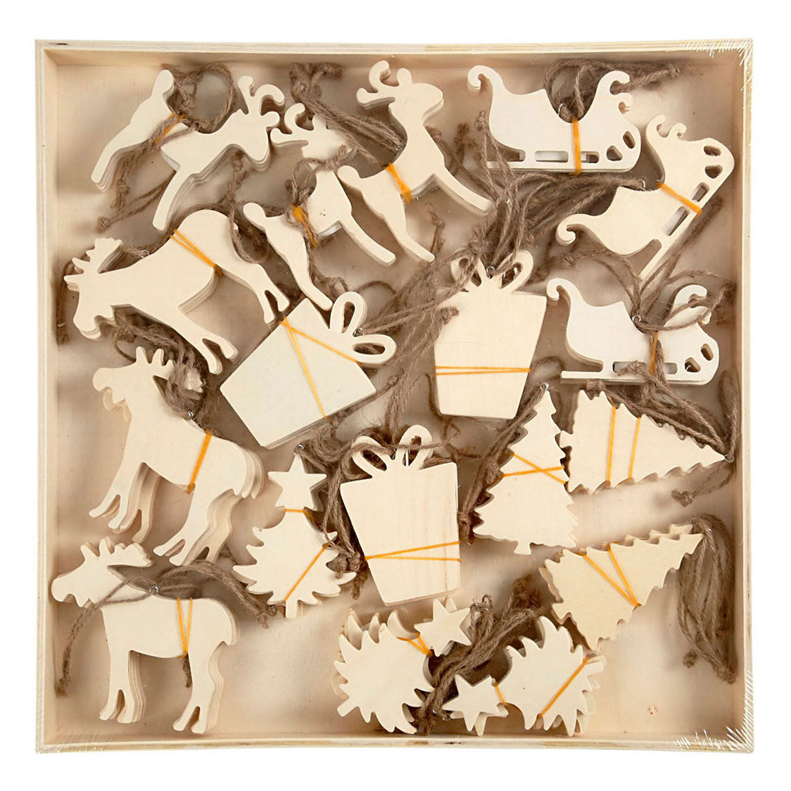 Creativ Company Houten ornamenten kerst thema, 90st.