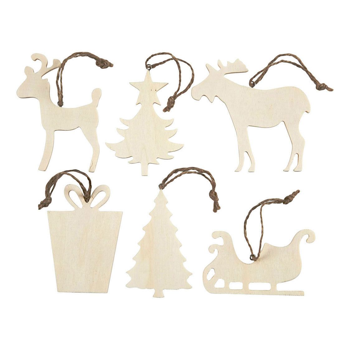 Creativ Company Houten ornamenten kerst thema, 90st.