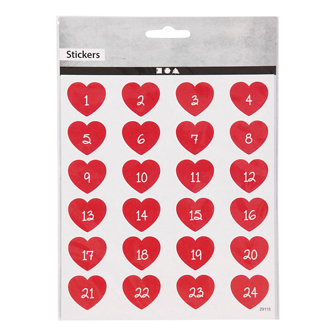 Creativ Company Stickers hart met cijfer, 1 vel
