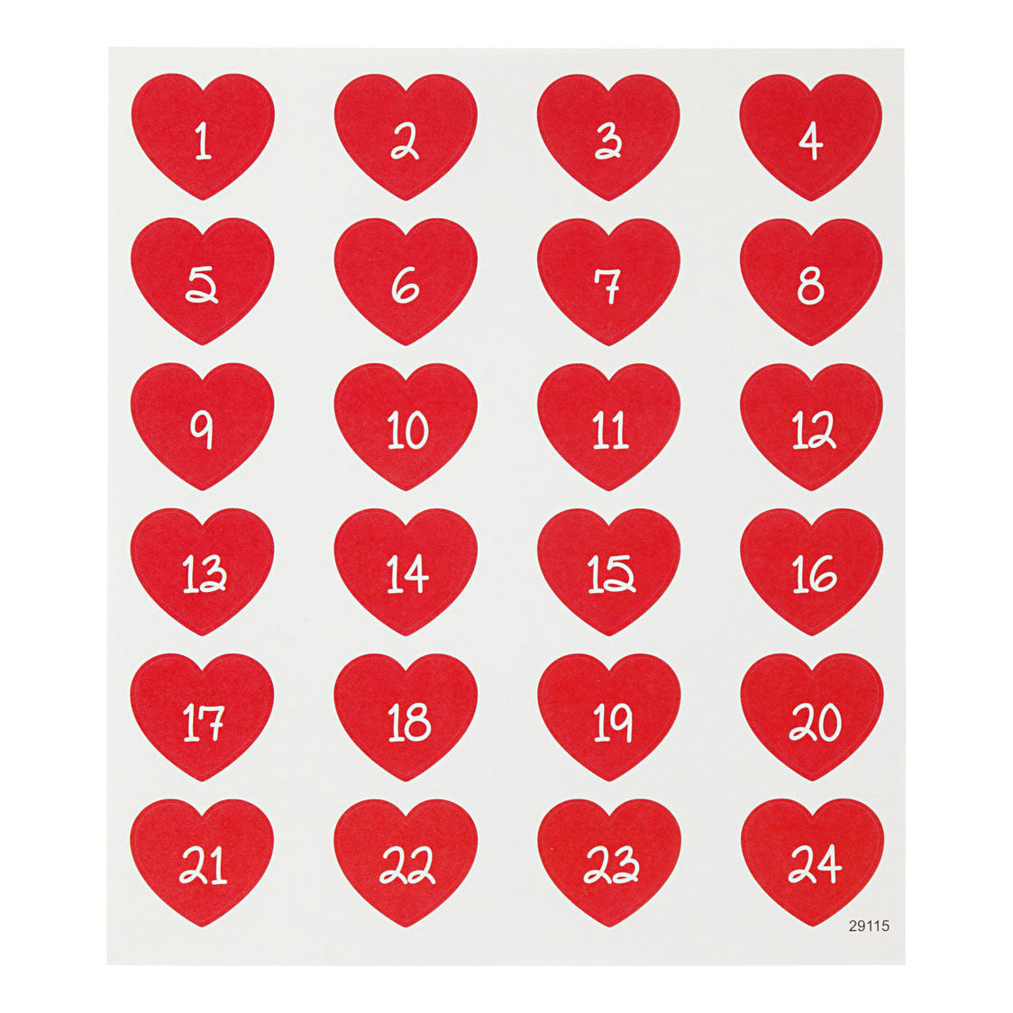Creativ Company Stickers hart met cijfer, 1 vel