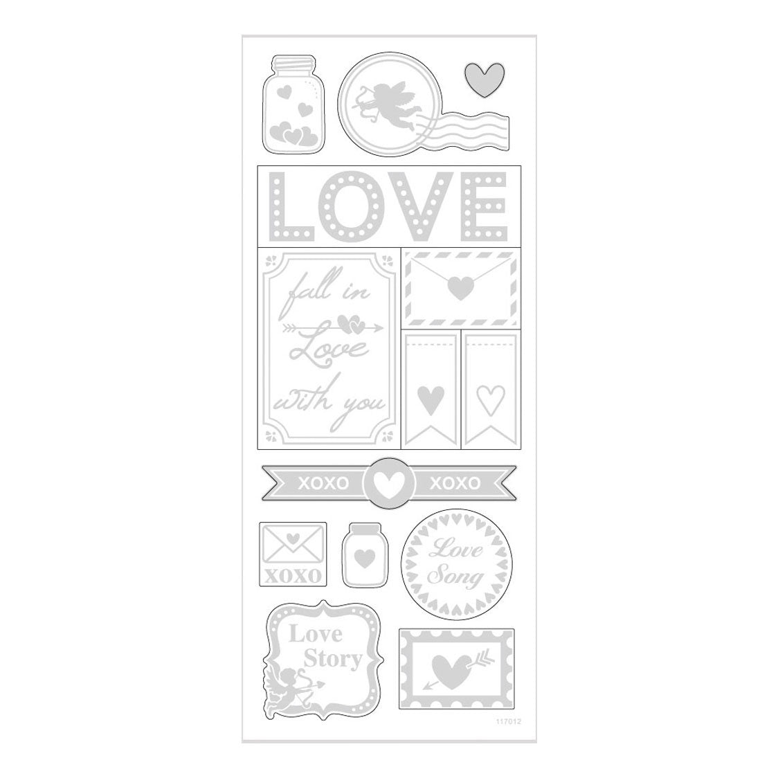 Creativ Company Stickers zilver love, 1 vel