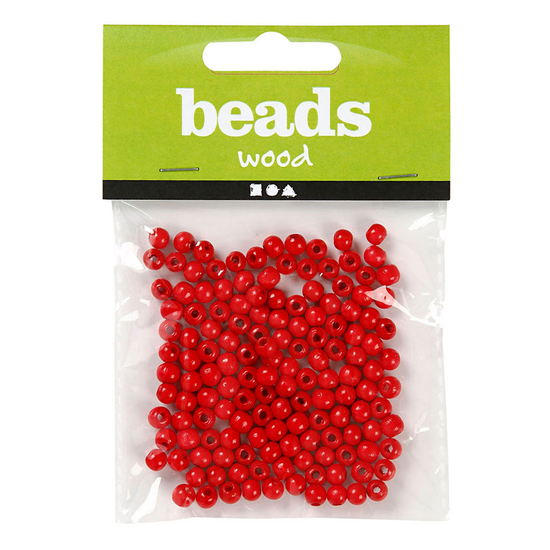 Creativ Company Houten kralen rood, 150st.