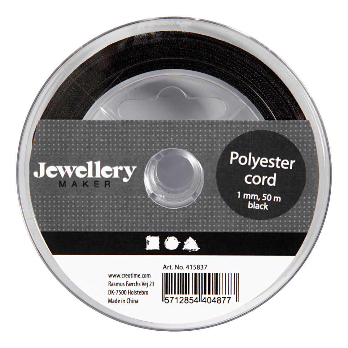 Creativ Company Polyester koord zwart, 50m
