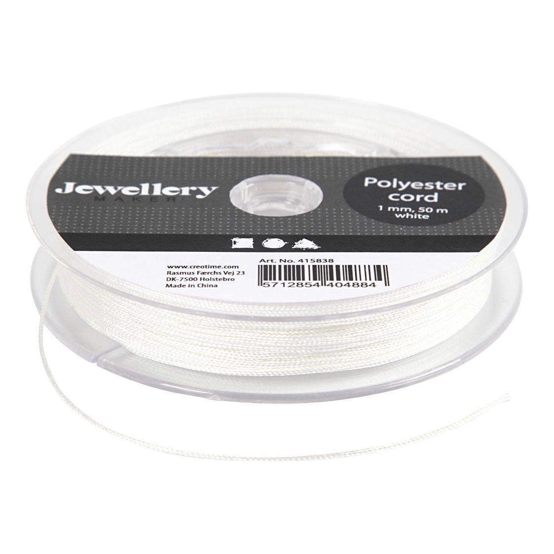 Creativ Company Polyester koord wit, 50m