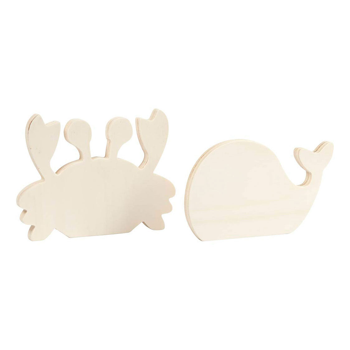 Creativ Company Houten zeedieren krab en walvis, 2st.