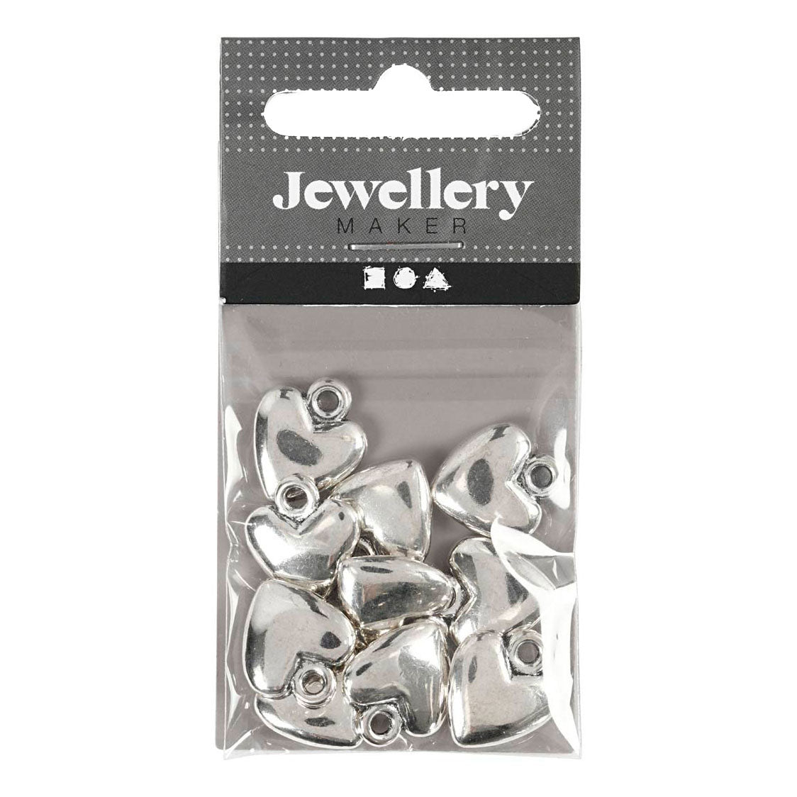 Creativ Company Hartvormige hanger verzilverd, 10st.