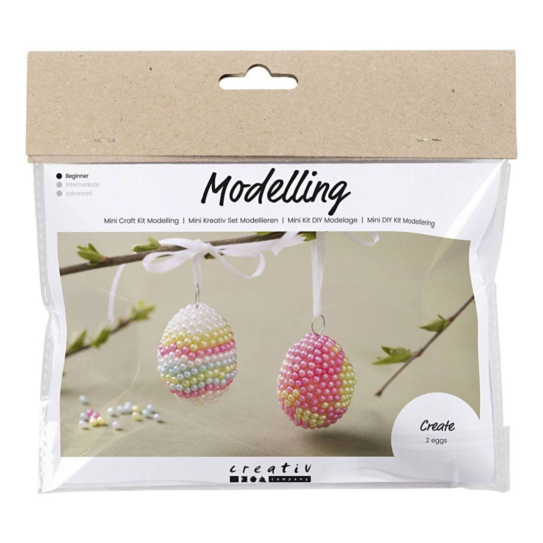 Creativ Company Mini hobbyset boetseren ei met kraaltjes, 2st.