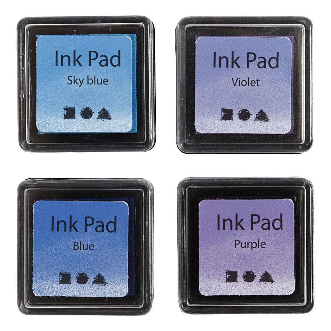 Creativ Company Stempelinkt blauw tinten paars, 4st.