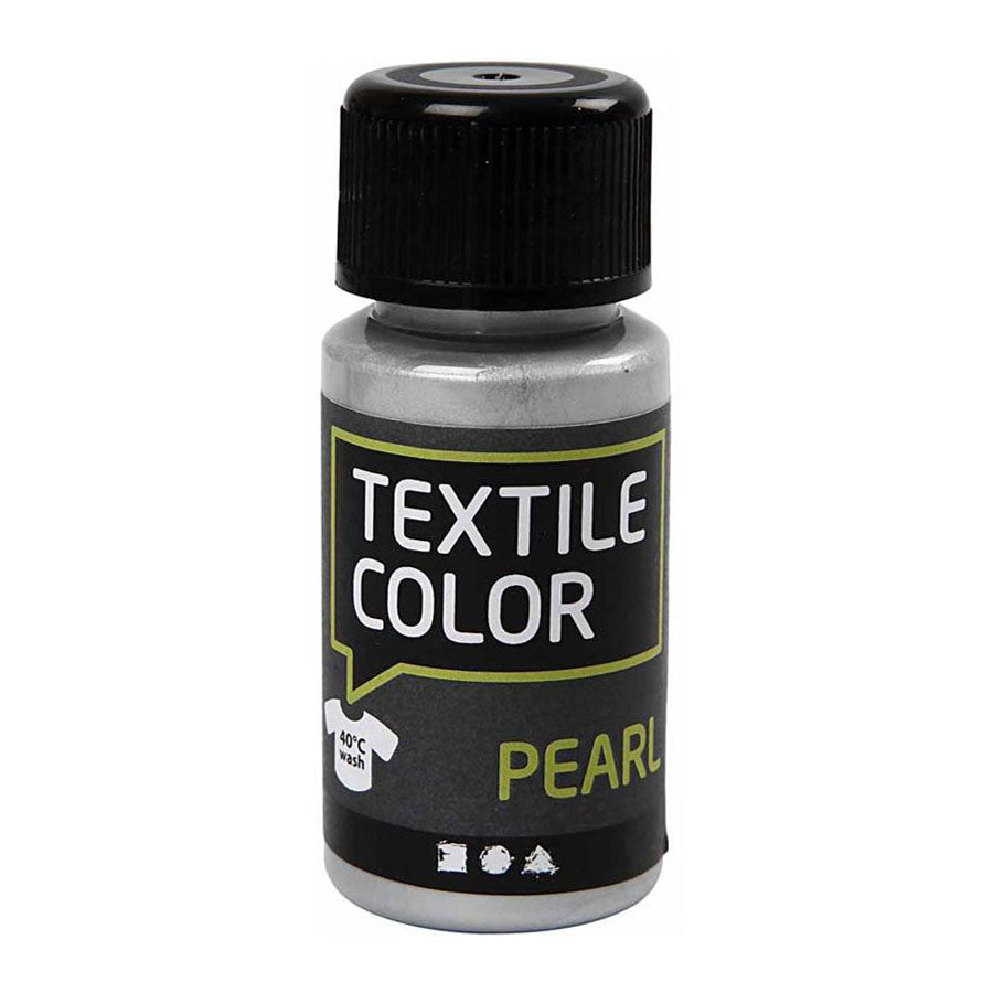 Creativ Company Textile color dekkende textielverf - zilver parelmoer, 50ml