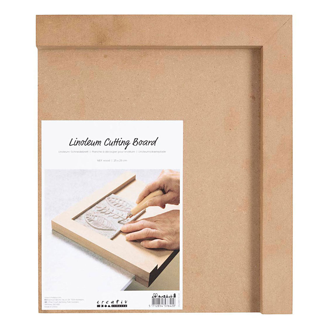 Creativ Company Houten linoleumhouder rechtshandig, 29x25cm