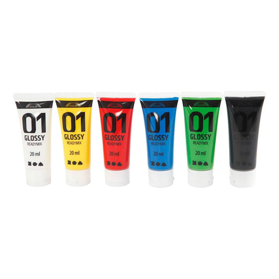 Creativ Company Acrylverf voor kidneren glossy standaardkleuren, 6x20ml