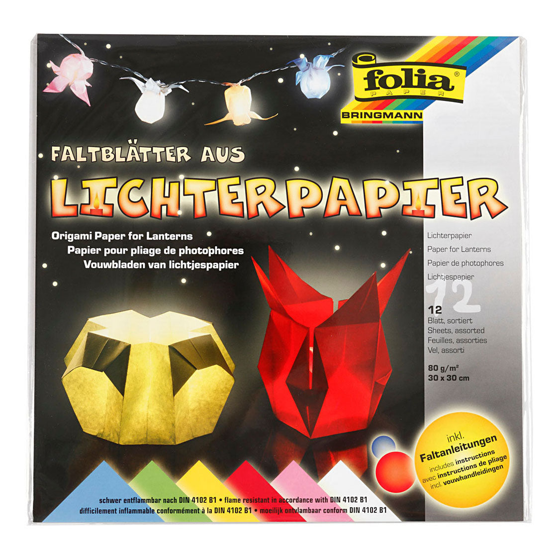 Creativ Company Lantaarnpapier standaardkleuren 30x30cm , 12 vellen