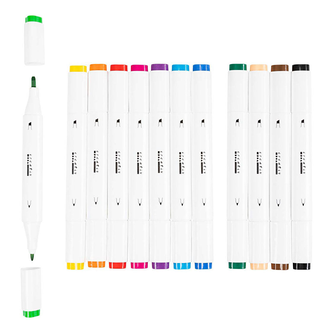 Creativ Company Tekenstift standaard kleuren, 12st. dubbelzijdig