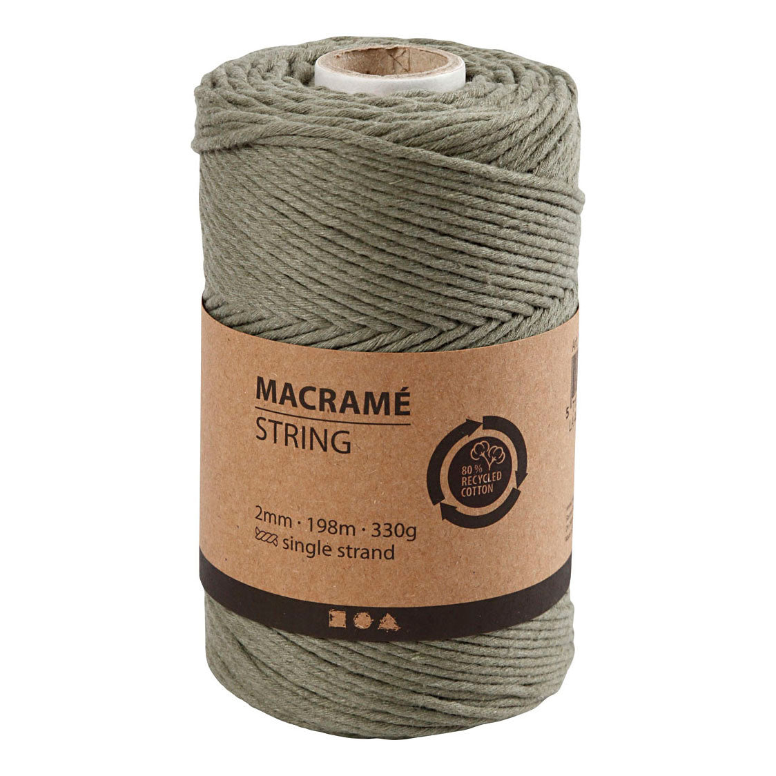Creativ Company Macrame koord mosgroen, 198m