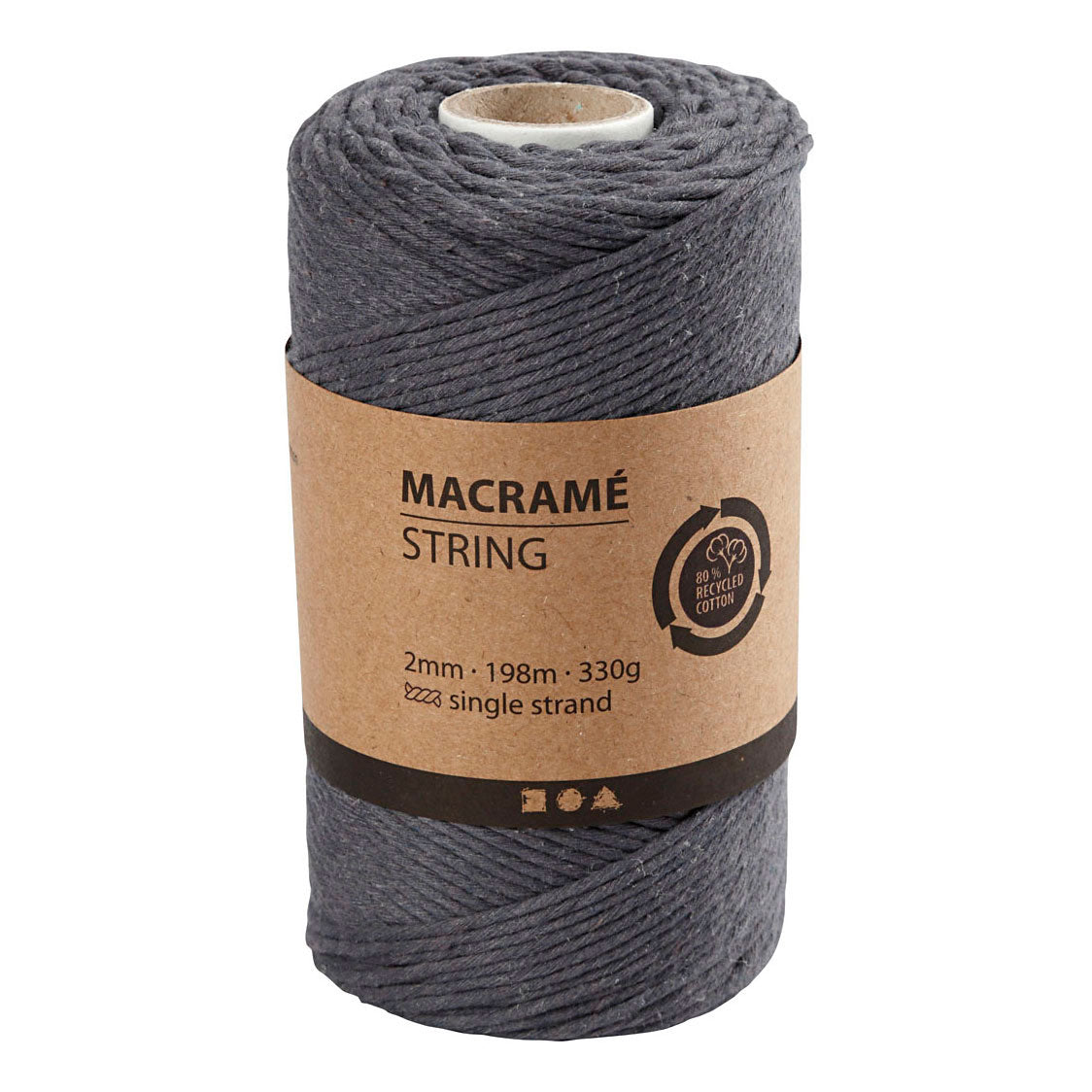 Creativ Company Macrame koord grijs, 198m