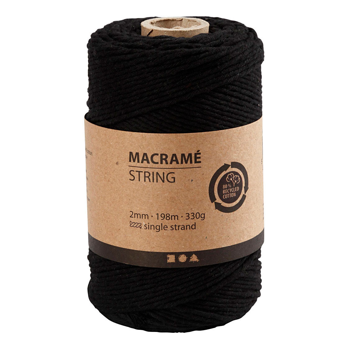 Creativ Company Macrame koord zwart, 198m