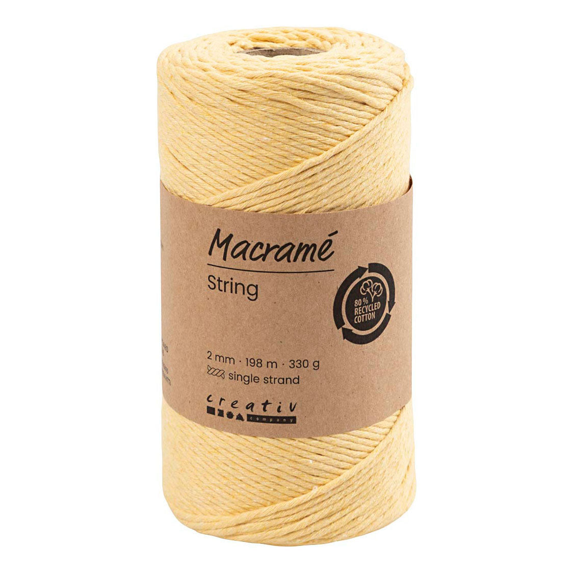 Creativ Company Macrame koord lichtgeel, 198m