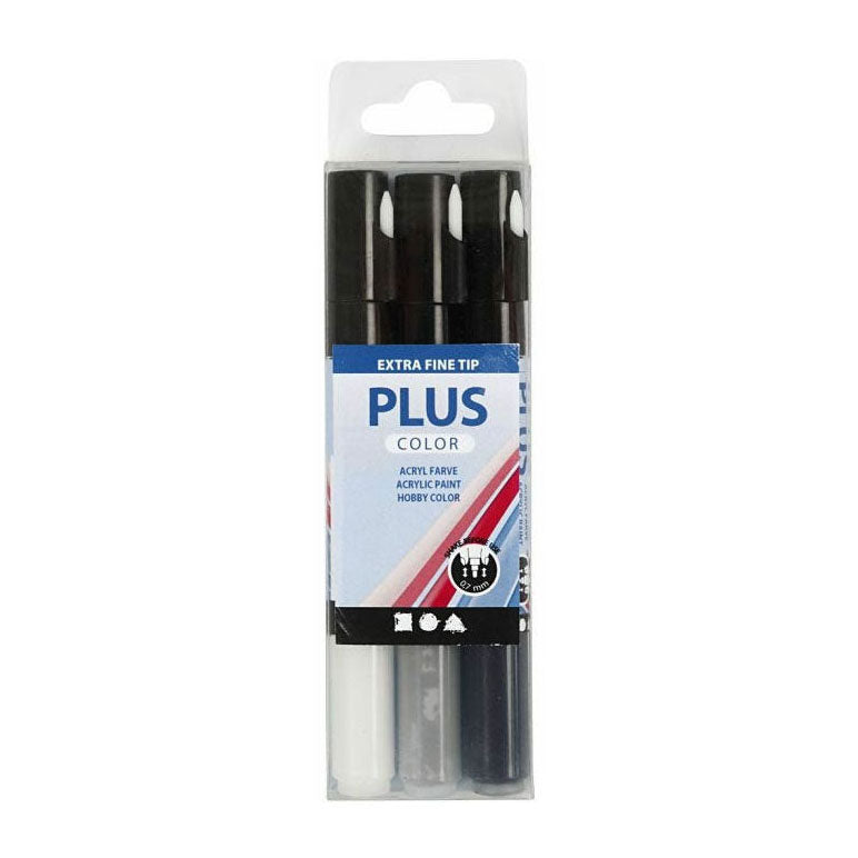 Creativ Company Plus color marker - zwart off-white rain grey, 3st.