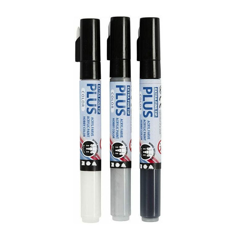 Creativ Company Plus color marker - zwart off-white rain grey, 3st.
