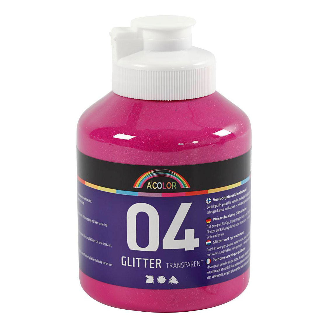 Creativ Company Acrylverf glitter voor kinderen - roze, 500ml