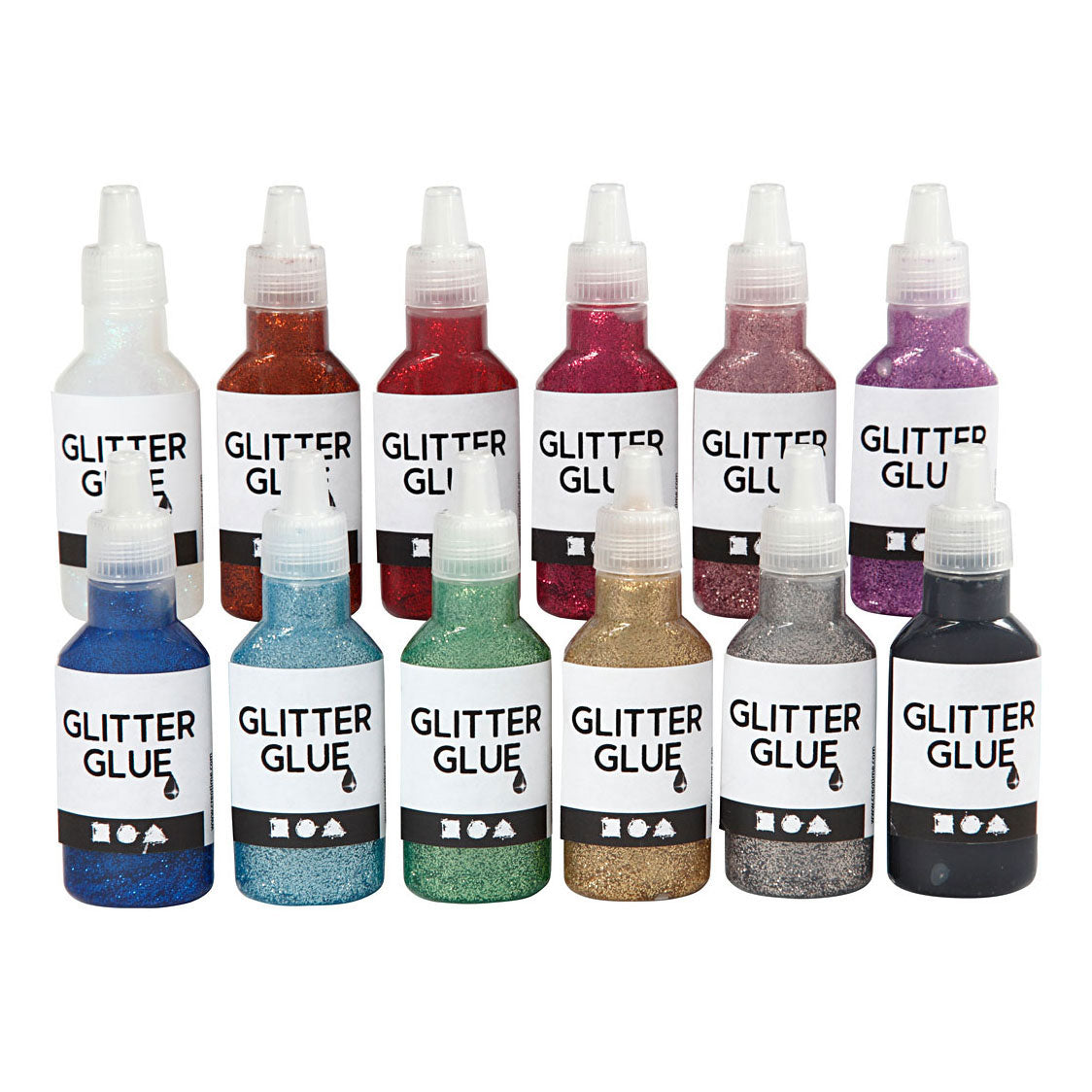 Creativ Company Glitterlijm diverse kleuren, 12x25ml