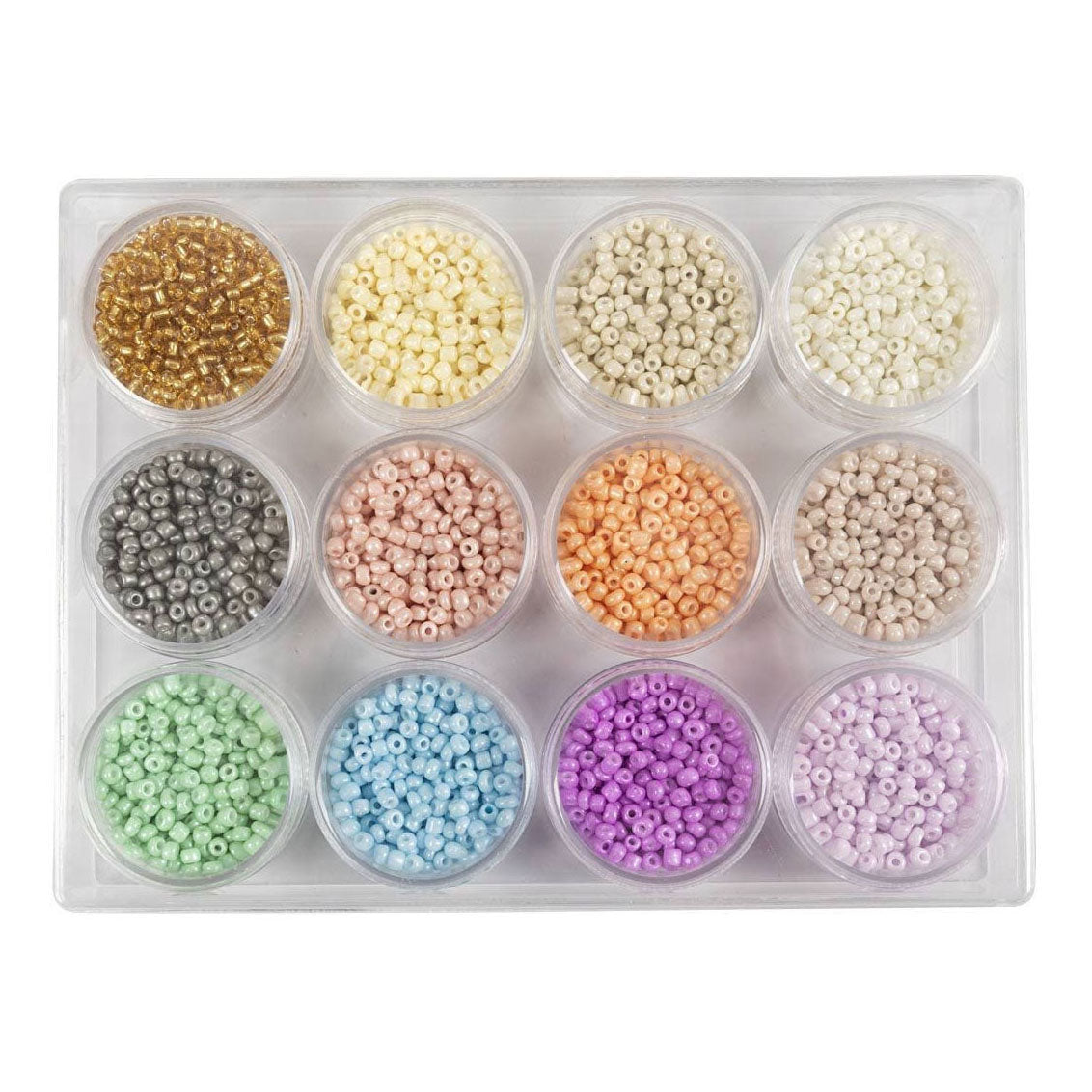 Creativ Company Rocailles ronde glazen kralen 3 mm pastelkleuren, 12x17 gram