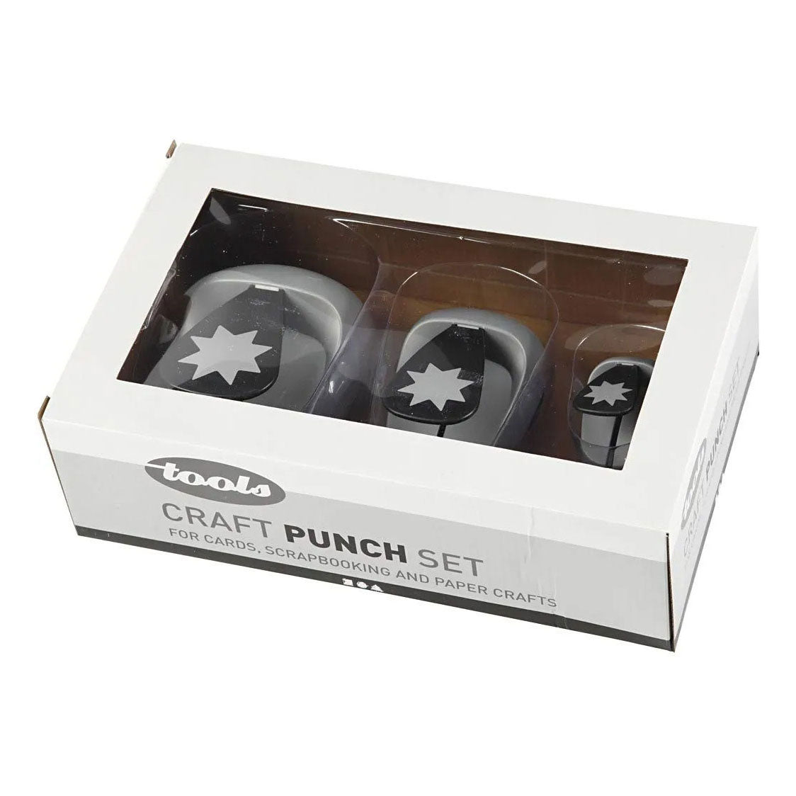 Creativ Company Ponsen set, grafische ster, 25+50+75 mm, 3 stuk, 1 doos