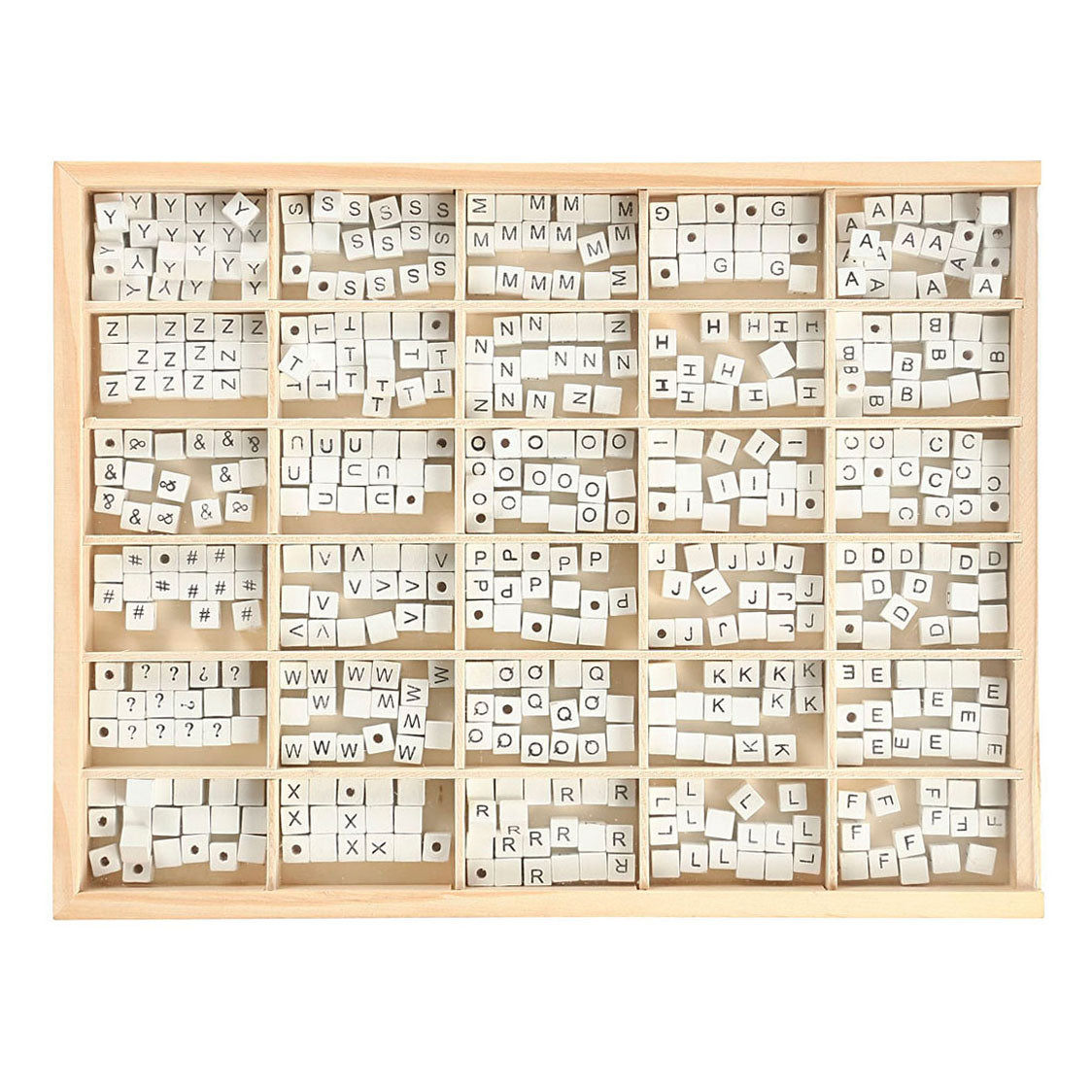 Creativ Company Houten letterkralen wit a-z, 750st.