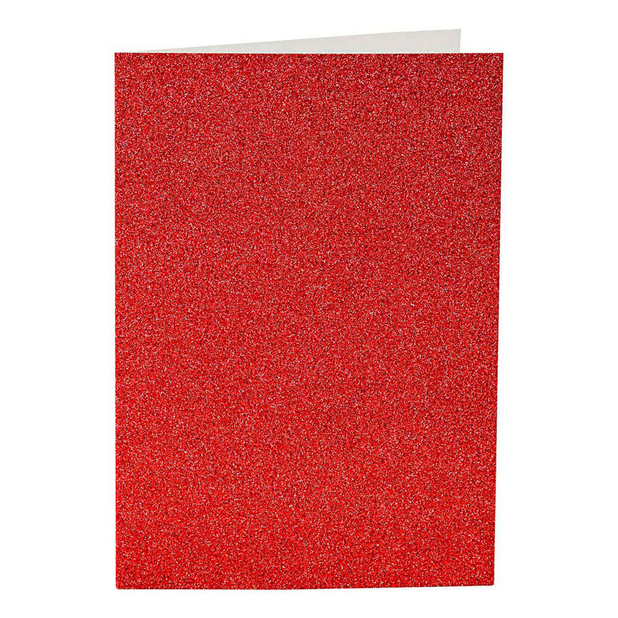 Creativ Company Kaarten en enveloppen 10,5x15cm glitter rood - 4st.