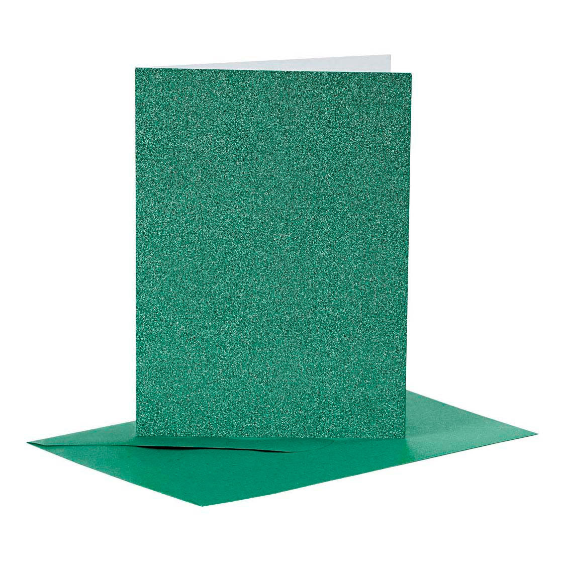 Creativ Company Kaarten en enveloppen 10,5x15cm glitter groen - 4st.